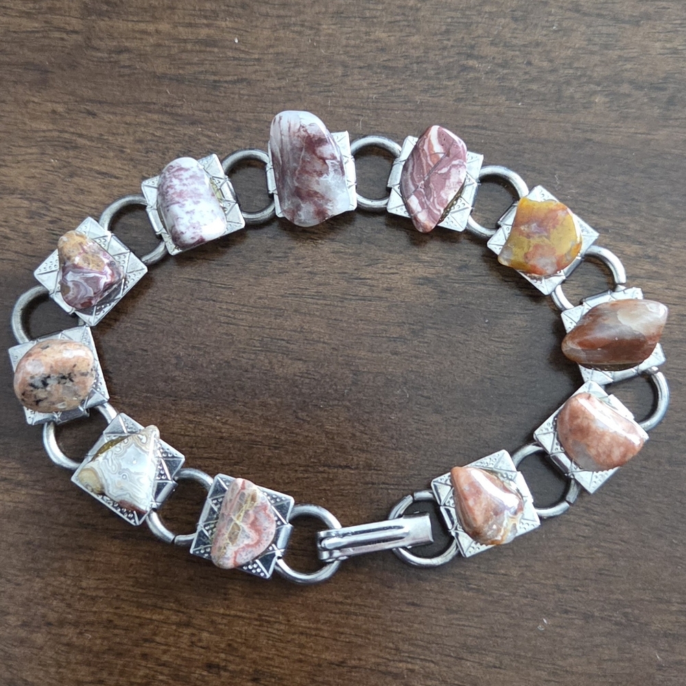 Silver and Multicolor Stone Bracelet